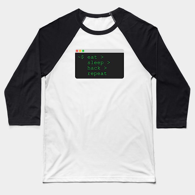 eat sleep hack repeat Baseball T-Shirt by leo-jess